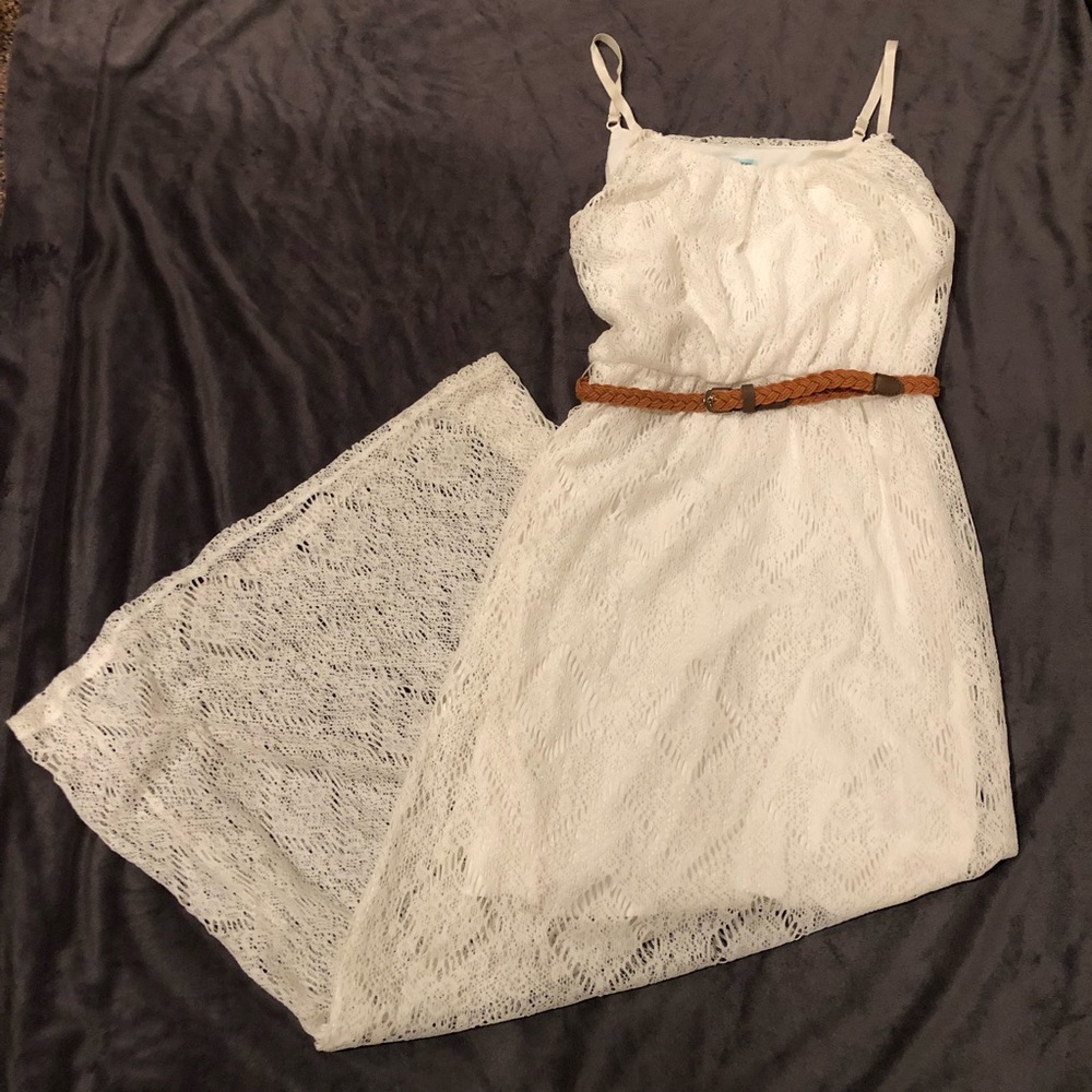 Maurice’s white lace belted maxi dress sleeveless